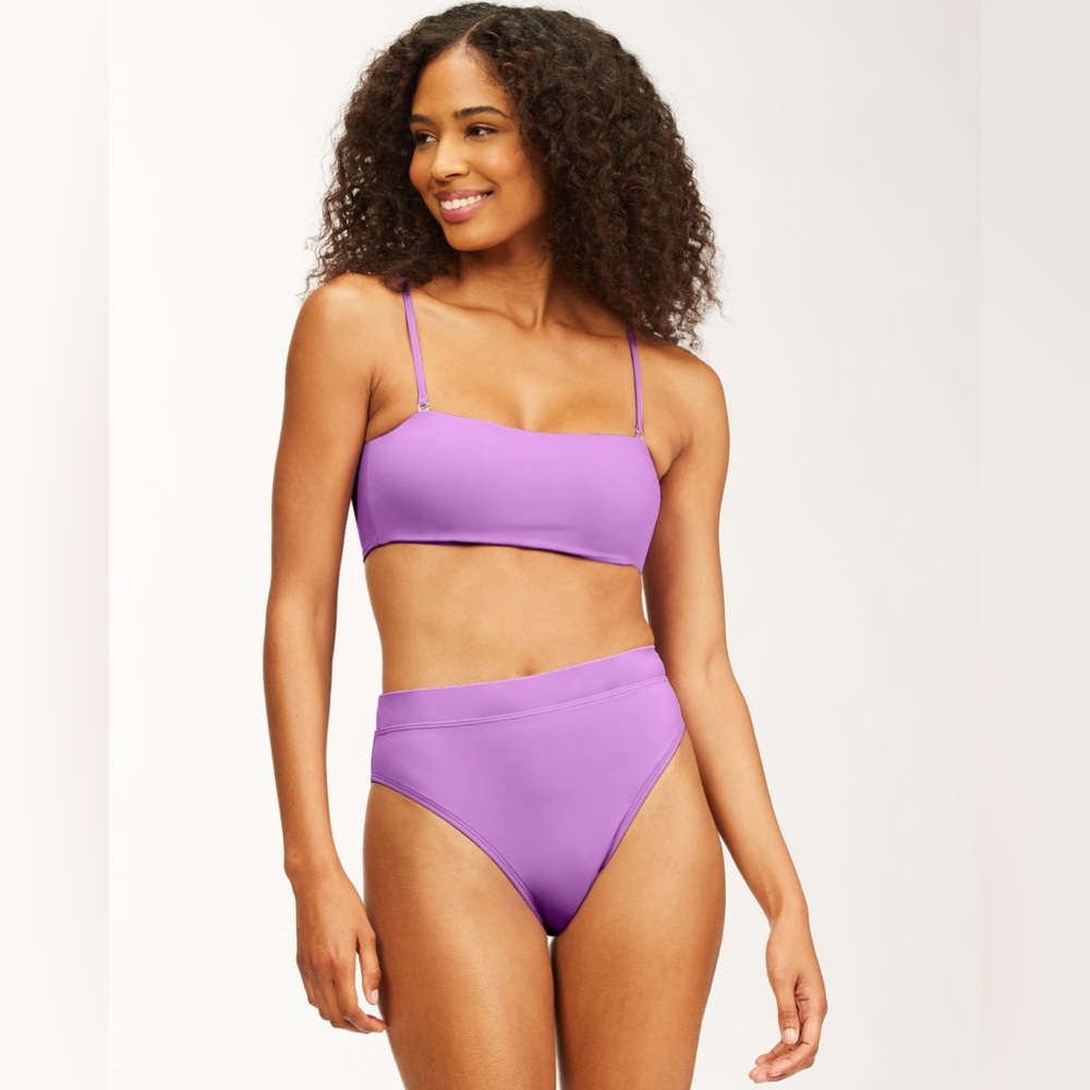 Billabong Purple Bandeau Bikini Top | Rise Bottoms in Ultraviolet